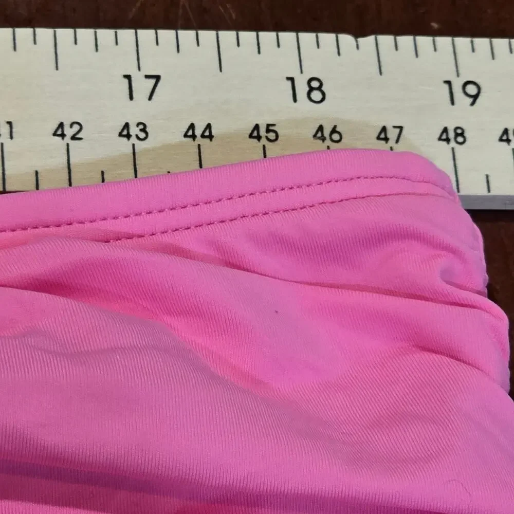 La Blanca Island Goddess Ruched Ruffle Swim Skirt Pink Bikini Bottom Size 12